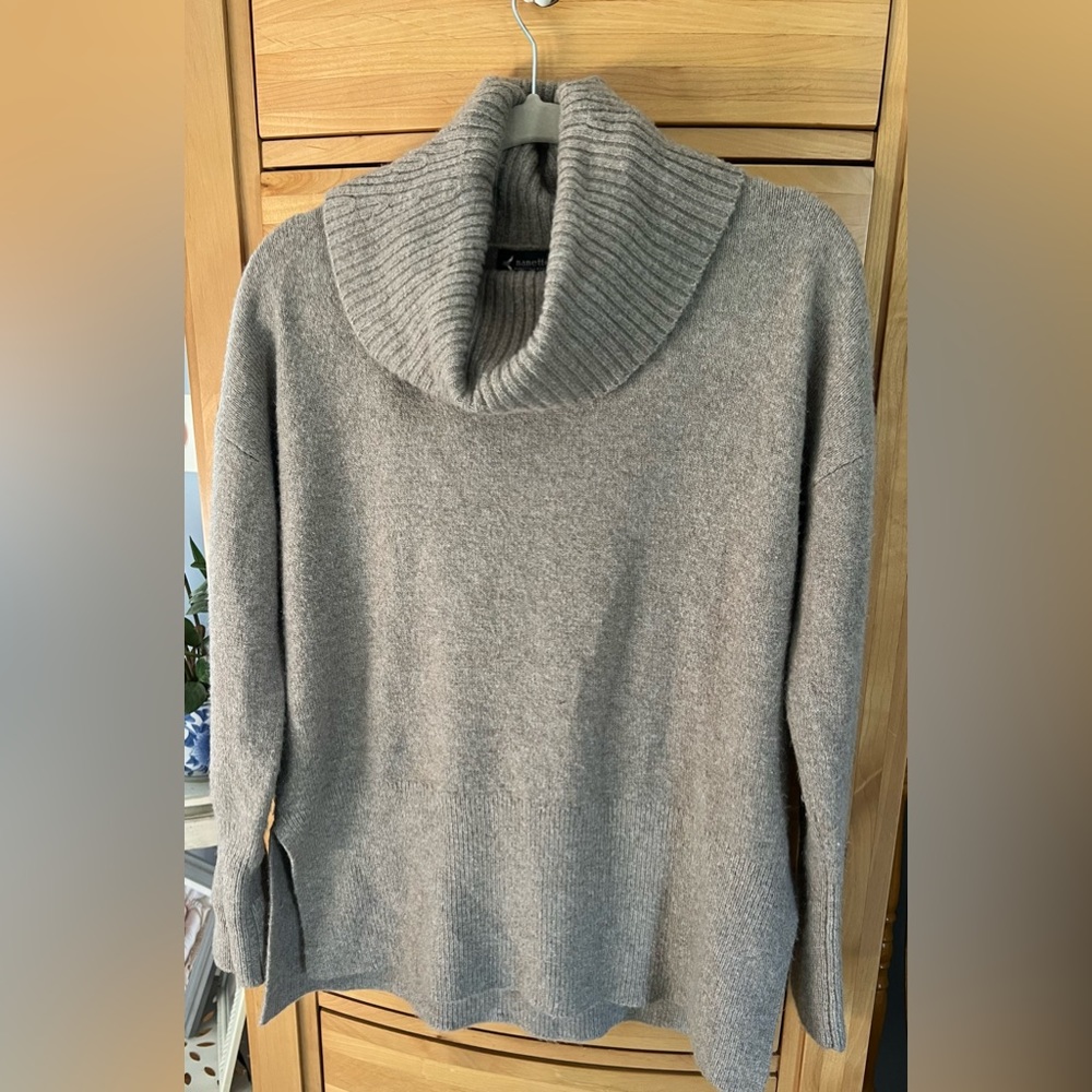 Nanette Lepore Taupe Knit Loose Turtleneck  Sweater
